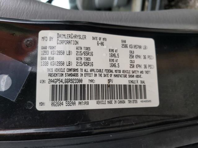 2A4GP54L66R923300 - 2006 CHRYSLER TOWN & COU TOURING შავი ფოტო 13