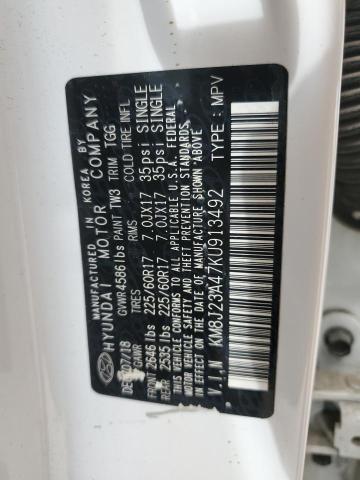 KM8J23A47KU913492 - 2019 HYUNDAI TUCSON SE 白色 照片 12