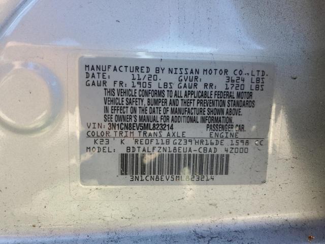 3N1CN8EV5ML823214 - 2021 NISSAN VERSA SV SILVER photo 12