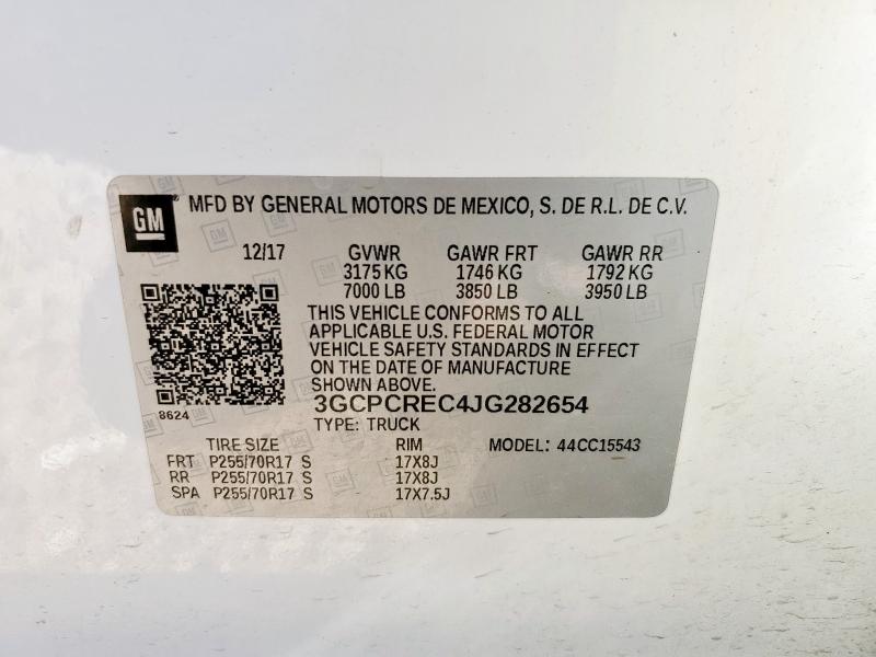 3GCPCREC4JG282654 - 2018 CHEVROLET SILVERADO C1500 LT أبيض صورة 12