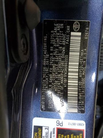 4T1BF1FK3HU660555 - 2017 TOYOTA CAMRY LE BLUE photo 12