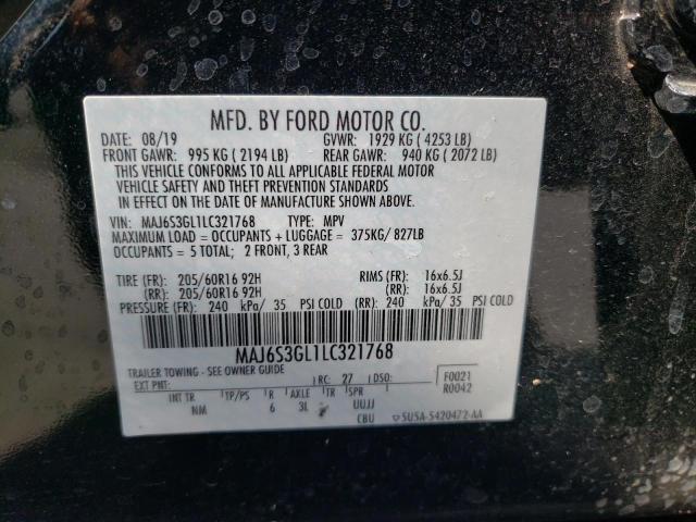 MAJ6S3GL1LC321768 - 2020 FORD ECOSPORT SE BLACK photo 14