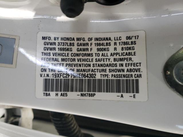 19XFC2F79HE064302 - 2017 HONDA CIVIC EX WHITE photo 12