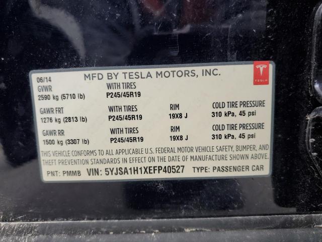 5YJSA1H1XEFP40527 - 2014 TESLA MODEL S BLUE photo 12