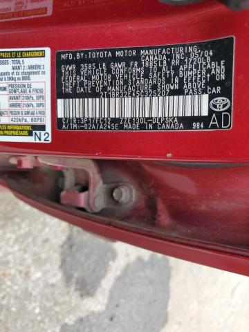 2T1BR32E45C325207 - 2005 TOYOTA COROLLA CE RED photo 13