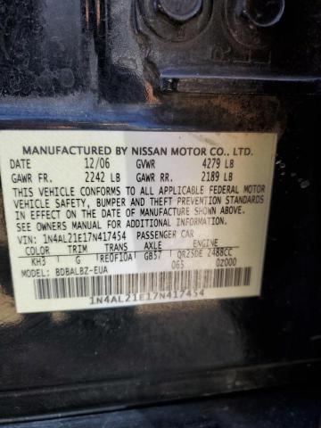 1N4AL21E17N417454 - 2007 NISSAN ALTIMA 2.5 BLACK photo 12