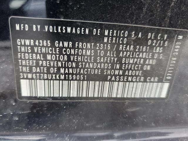 3VW6T7BUXKM159051 - 2019 VOLKSWAGEN JETTA GLI შავი ფოტო 12