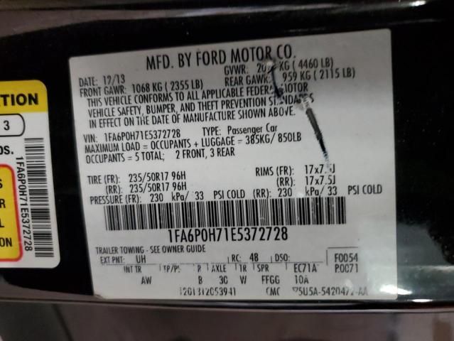1FA6P0H71E5372728 - 2014 FORD FUSION SE BLACK photo 12