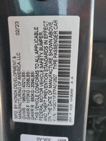 1HGCY1F37PA012827 - 2023 HONDA ACCORD EX 灰色 照片 13