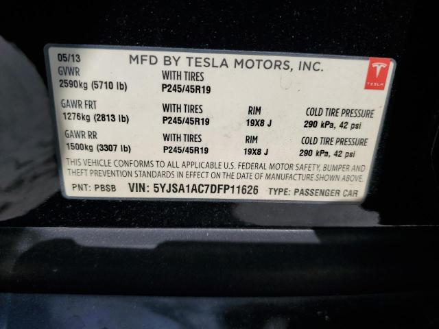 5YJSA1AC7DFP11626 - 2013 TESLA MODEL S Սև լուսանկար 13