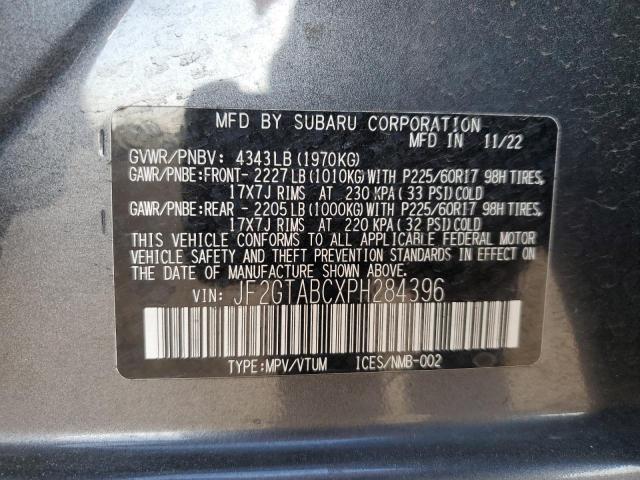 JF2GTABCXPH284396 - 2023 SUBARU CROSSTREK GRAY photo 13