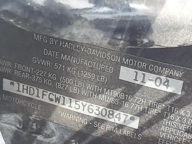 1HD1FCW115Y630847 - 2005 HARLEY-DAVIDSON FLHTCUI 勃艮第红 照片 10