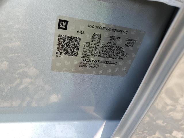 1G1ZD5ST0JF228801 - 2018 CHEVROLET MALIBU LT Mavi fotoğraf 12