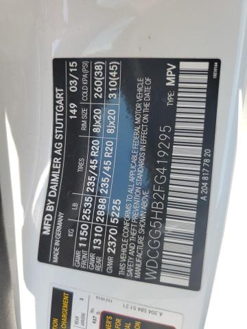 WDCGG5HB2FG419295 - 2015 MERCEDES-BENZ GLK 350 WHITE photo 12