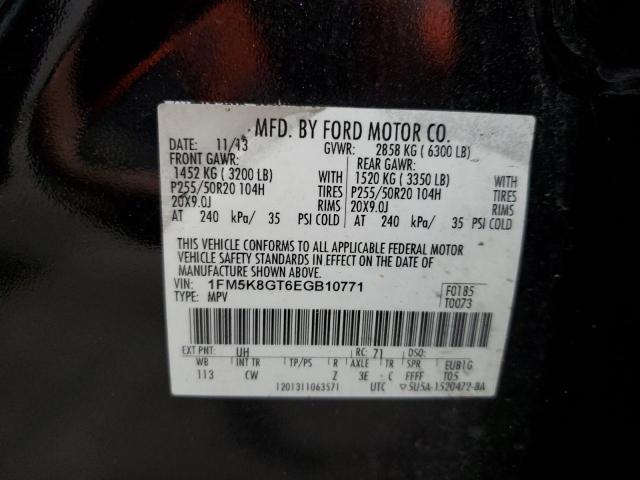 1FM5K8GT6EGB10771 - 2014 FORD EXPLORER SPORT BLACK photo 13