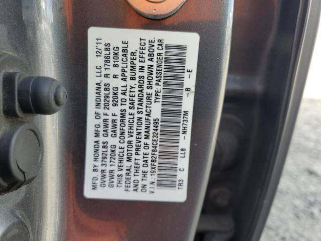 19XFB2F84CE324495 - 2012 HONDA CIVIC EX GRAY photo 12