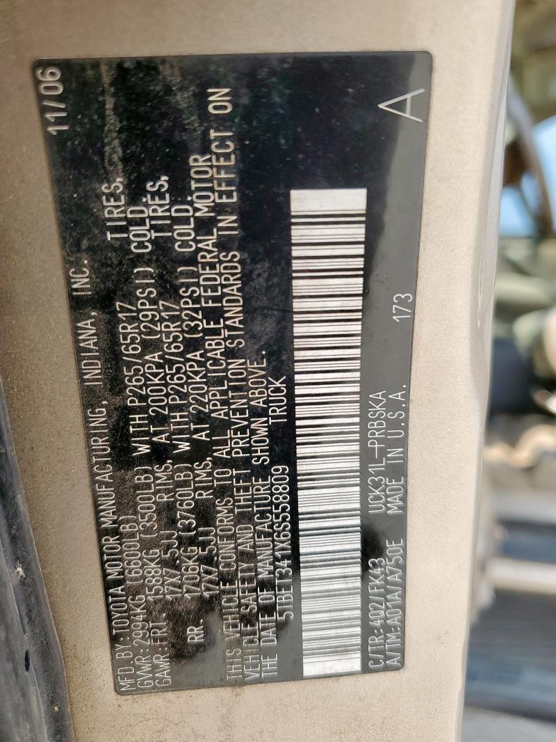 5TBET341X6S558809 - 2006 TOYOTA TUNDRA DOUBLE CAB SR5 TAN photo 12