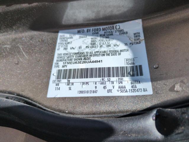 1FMEU63E26UA44941 - 2006 FORD EXPLORER XLT 棕色 照片 12