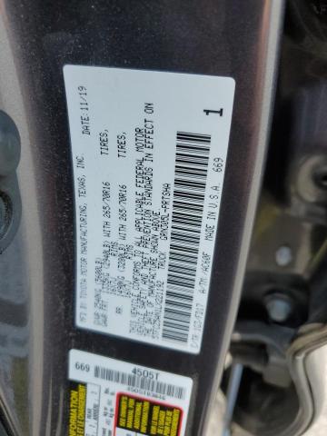 5TFCZ5AN1LX221192 - 2020 TOYOTA TACOMA DOUBLE CAB GRAY photo 12