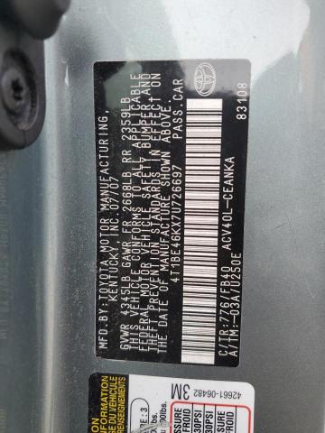 4T1BE46KX7U726697 - 2007 TOYOTA CAMRY CE GRAY photo 12