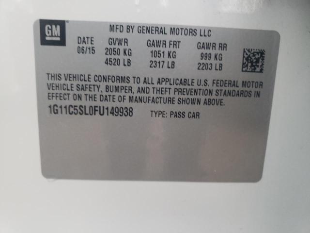 1G11C5SL0FU149938 - 2015 CHEVROLET MALIBU 1LT WHITE photo 12