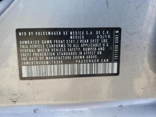 3VWEB7BUXKM175345 - 2019 VOLKSWAGEN JETTA SEL فضي صورة 12