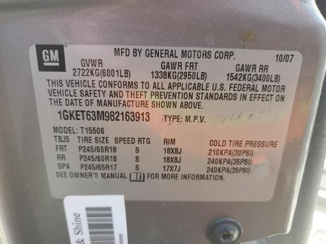 1GKET63M982163913 - 2008 GMC ENVOY DENALI GRAY photo 12