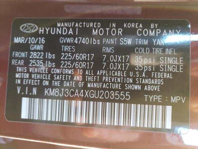 KM8J3CA4XGU203555 - 2016 HYUNDAI TUCSON LIMITED RED photo 14