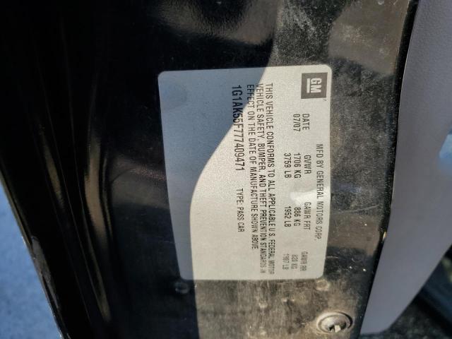 1G1AK55F777409471 - 2007 CHEVROLET COBALT LS BLACK photo 12