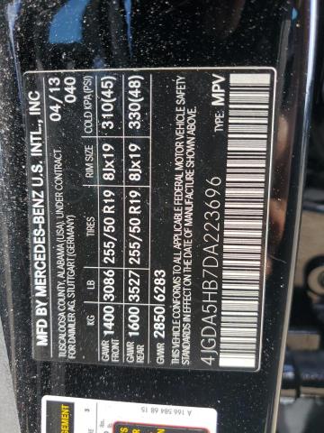 4JGDA5HB7DA223696 - 2013 MERCEDES-BENZ ML 350 4MATIC BLACK photo 13