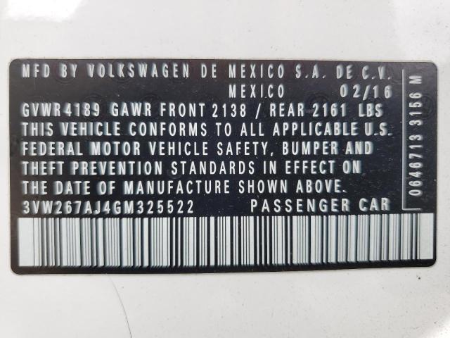 3VW267AJ4GM325522 - 2016 VOLKSWAGEN JETTA S WHITE photo 13