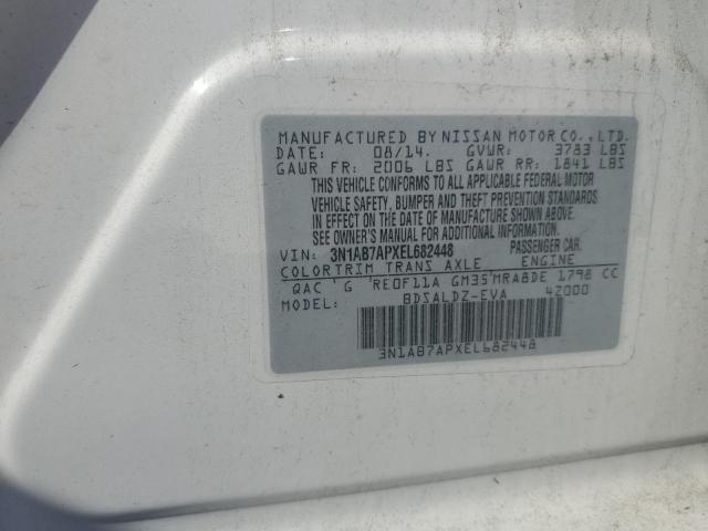 3N1AB7APXEL682448 - 2014 NISSAN SENTRA S WHITE photo 12