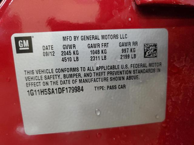 1G11H5SA1DF179984 - 2013 CHEVROLET MALIBU LTZ RED photo 12