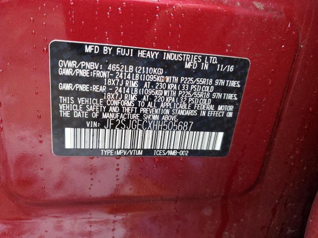 JF2SJGECXHH505687 - 2017 SUBARU FORESTER 2.0XT PREMIUM RED photo 12