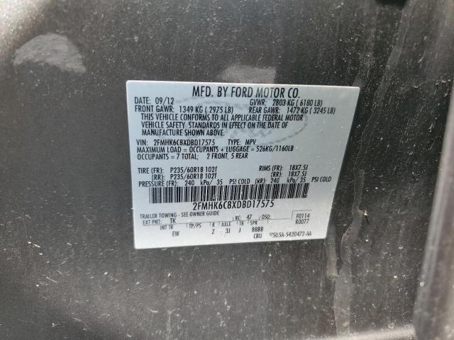 2FMHK6C8XDBD17575 - 2013 FORD FLEX SEL 灰色 照片 13