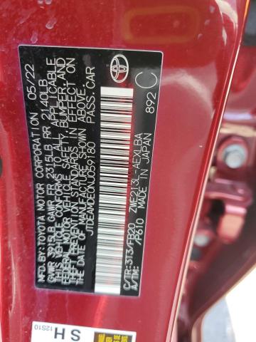 JTDEAMDE0NJ059180 - 2022 TOYOTA COROLLA LE RED photo 12