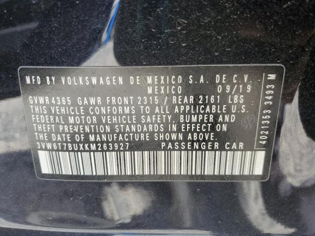 3VW6T7BUXKM263927 - 2019 VOLKSWAGEN JETTA GLI Qara foto 12