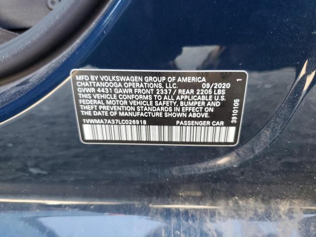 1VWMA7A37LC026918 - 2020 VOLKSWAGEN PASSAT R-LINE Mavi foto 13