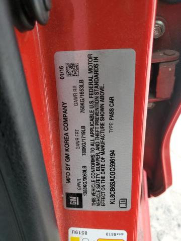 KL8CB6SA0GC596194 - 2016 CHEVROLET SPARK LS RED photo 12