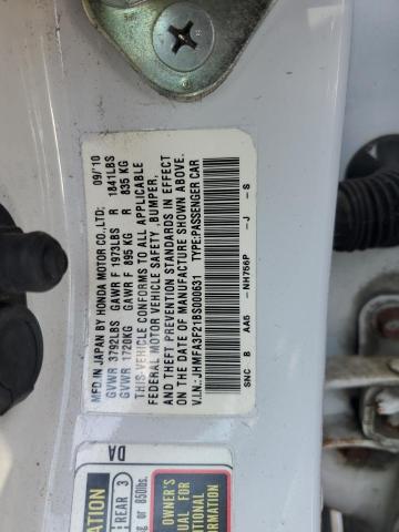 JHMFA3F21BS000631 - 2011 HONDA CIVIC HYBRID WHITE photo 12