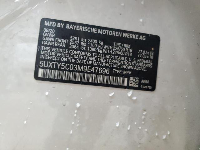 5UXTY5C03M9E47696 - 2021 BMW X3 XDRIVE30I WHITE photo 13