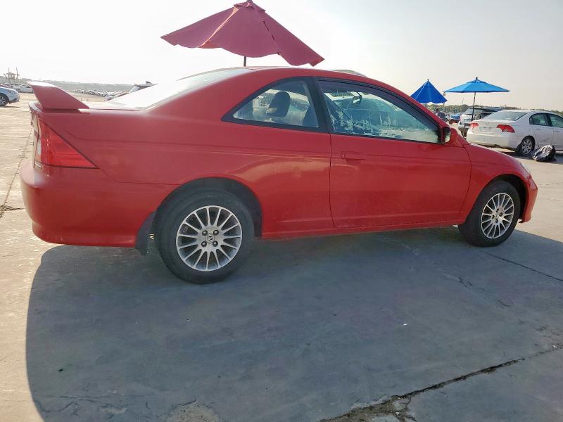 1HGEM22975L053237 - 2005 HONDA CIVIC EX RED photo 3