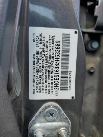 2HGES16385H632689 - 2005 HONDA CIVIC DX VP 灰色 照片 12