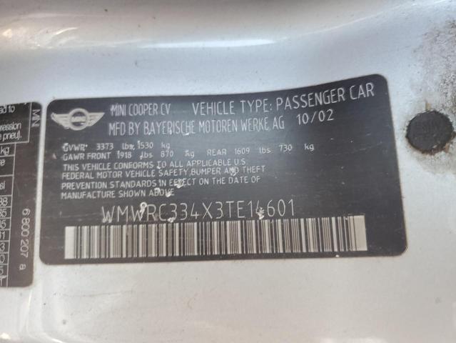 WMWRC334X3TE14601 - 2003 MINI COOPER SILVER photo 12