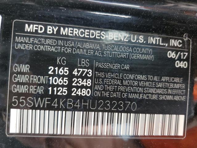 55SWF4KB4HU232370 - 2017 MERCEDES-BENZ C 300 4MATIC BLACK photo 13