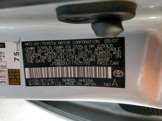 JTDKB20U177635182 - 2007 TOYOTA PRIUS GRAY photo 13