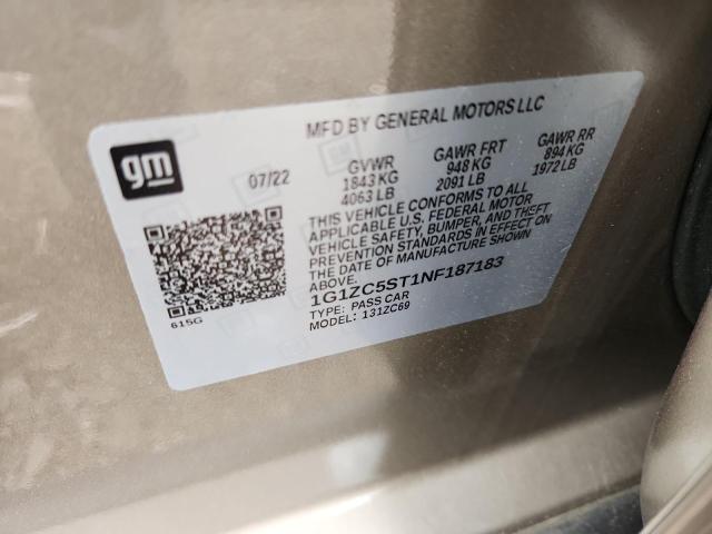 1G1ZC5ST1NF187183 - 2022 CHEVROLET MALIBU LS Qızıl foto 12