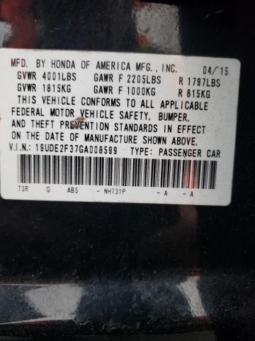 19UDE2F37GA008599 - 2016 ACURA ILX BASE WATCH PLUS BLACK photo 12