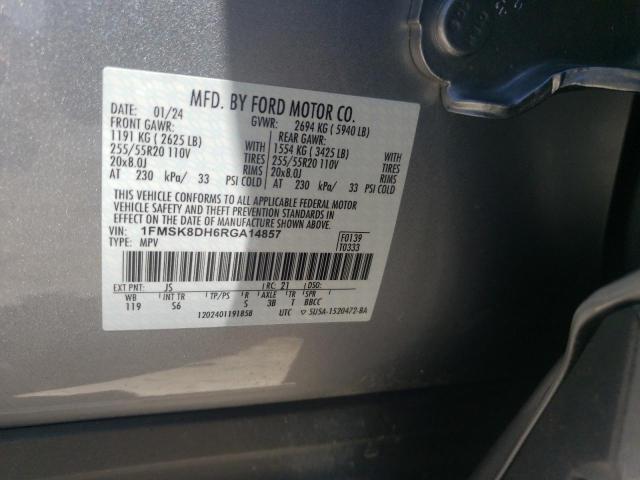 1FMSK8DH6RGA14857 - 2024 FORD EXPLORER XLT Gümüş foto 14