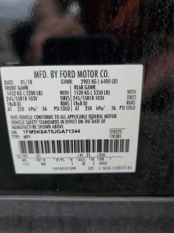 1FM5K8AT6JGA71344 - 2018 FORD EXPLORER POLICE INTERCEPTOR Noir photo 13